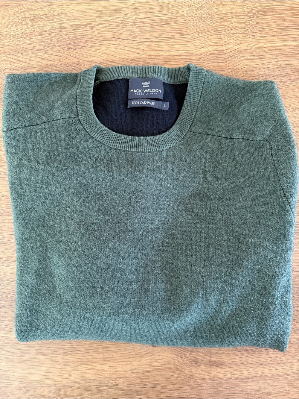 Mack Weldon Tech Cashmere Crewneck Sweater - Olive Men Size Large